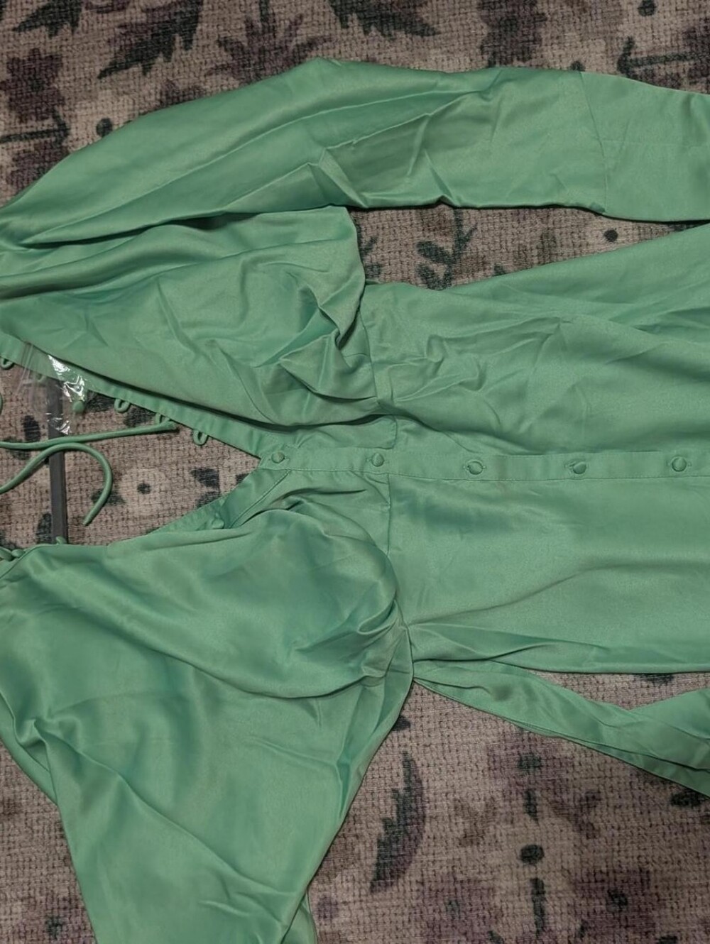 Women's Asos Green Button-Front Satin Dress Size 6 - Picture 2 of 7